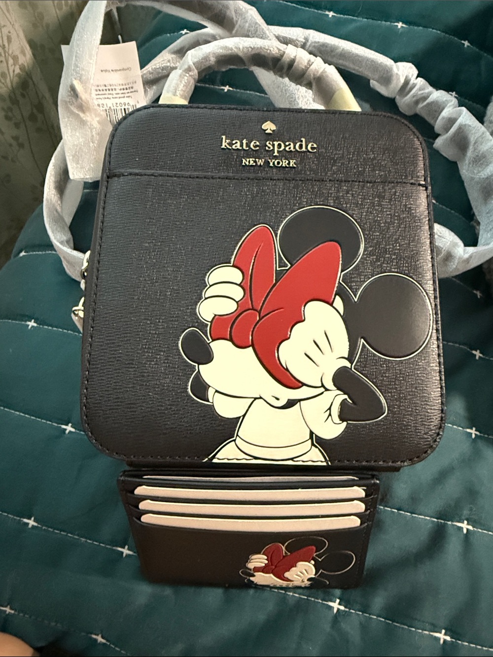 kate spade Black Minnie Mouse Crossbody with Red Bow